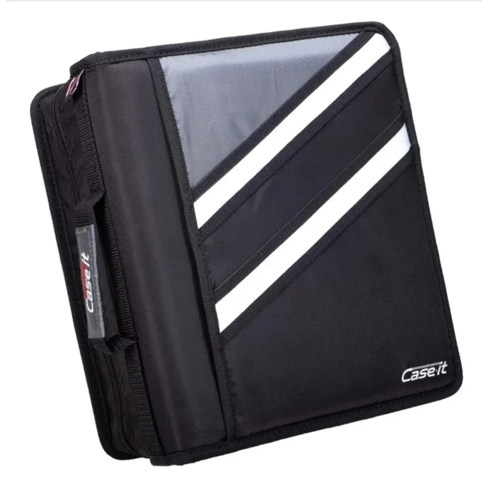 Case-it Z Shape Zipper Binder 1.5” D-Ring Double Sided Black New
